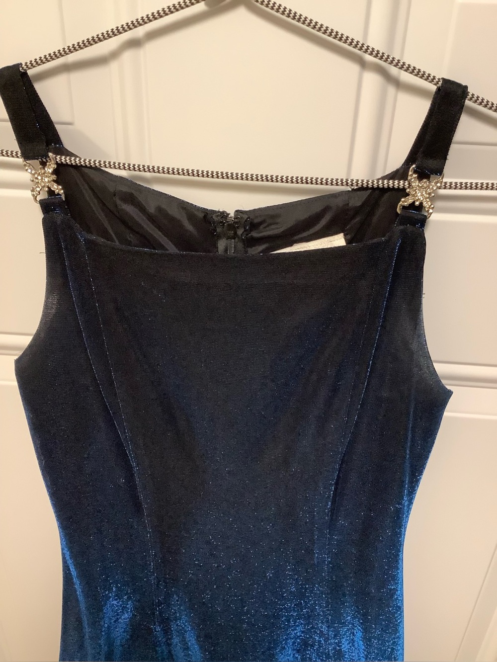 Betsy & Adam| VTG Blue Iridescent Black Lined 4* Formal Wedding Guest Dress Prom - Picture 8 of 10